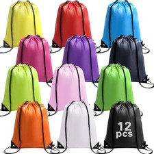 12 Pcs Waterproof Gym Sports Cinch Drawstring Backpack Bags Bulk Travel