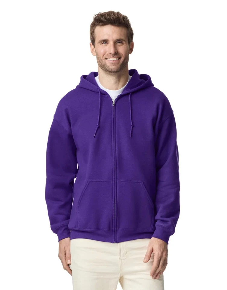 Gildan Full Zip Up Hoodie Soft Heavy Blend Hooded Sweatshirt Jacket Mens Womens - Image 3 of 4