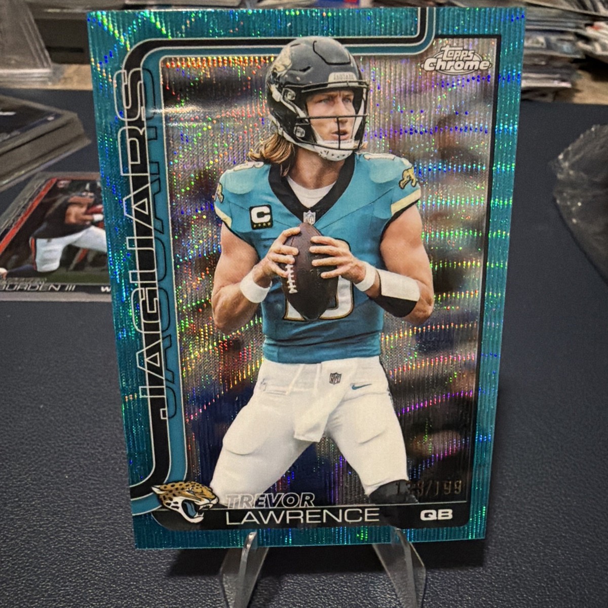 2025 Topps Chrome Football Trevor Lawrence Aqua Wave /199 Jaguars