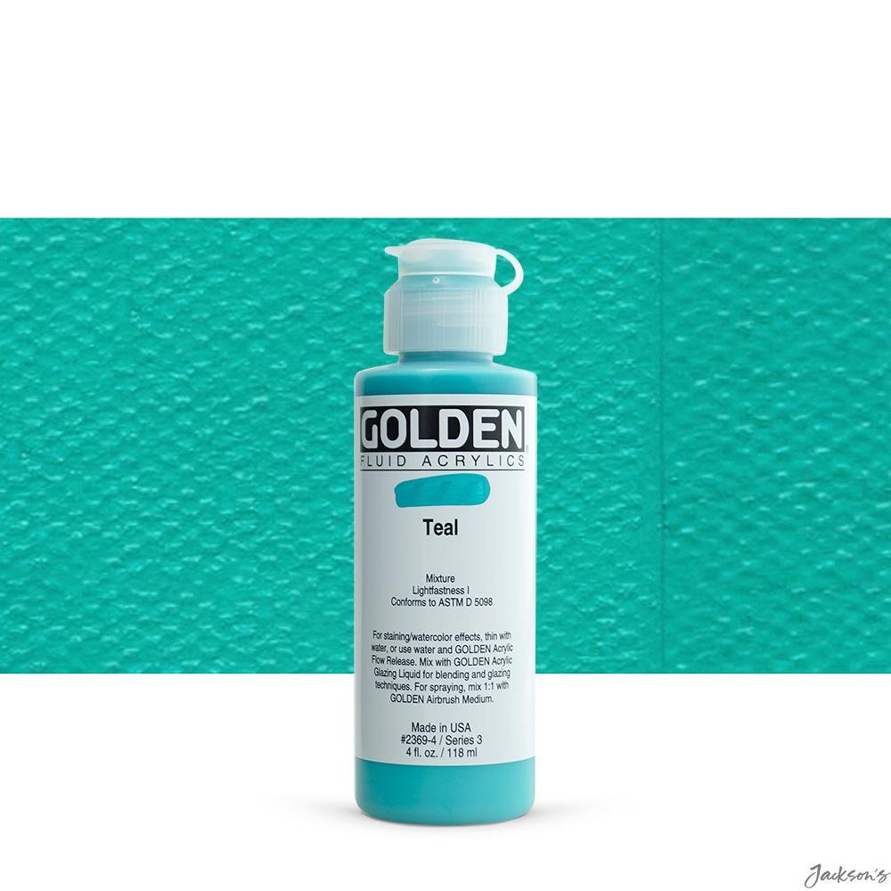 Golden Fluid Acrylic Paint Teal III 118ml 4oz For Spraying Brushing Staining