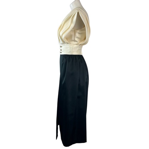 Vintage Vivienne by Dessy NY 1980s Cocktail DressCream/black size 8 - Picture 3 of 5