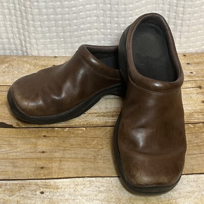Merrell Encore Mules Womens 8 Brown Shoes Clogs Slip On Leather Casual B