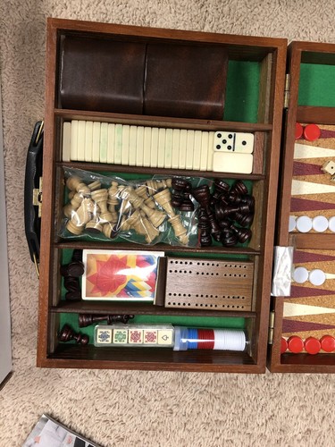Juego de ajedrez de viaje de madera vintage DRUEKE Backgammon Grand Rapids MI - Imagen 5 de 12
