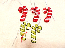 Set of 5 2" Candy Cane Christmas Tree Ornaments J