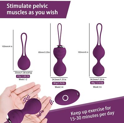 Kegel Exerciser 3Weights Pelvic Floor Ben Wa Balls Women Vaginal Bladder Control