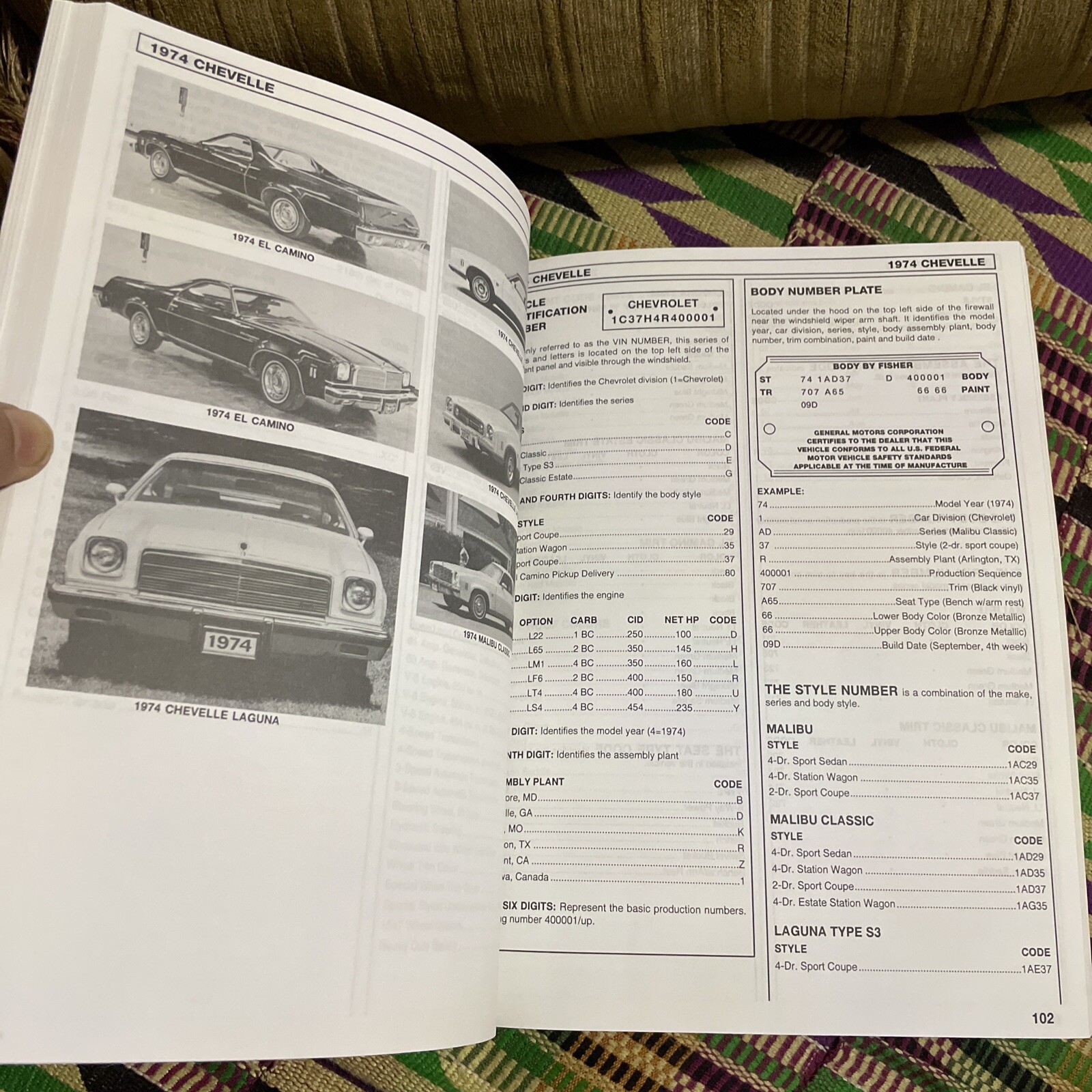 Catalog Of Chevelle/Malibu/El Camino ID Numbers 19641987 Manual VG eBay