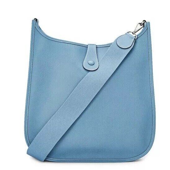 Hermes Evelyne GM Blue Clemence Crossbody Bag | eBay