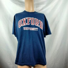 Vtg Screen Stars Oxford University T  Shirt Adult Sz XL Blue Single Stitch