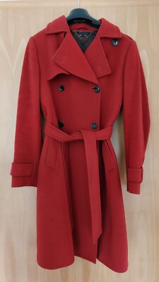 TOMMY HILFIGER exklusiver Wollmantel Trenchcoat Mantel mit Kaschmir S/M rot 