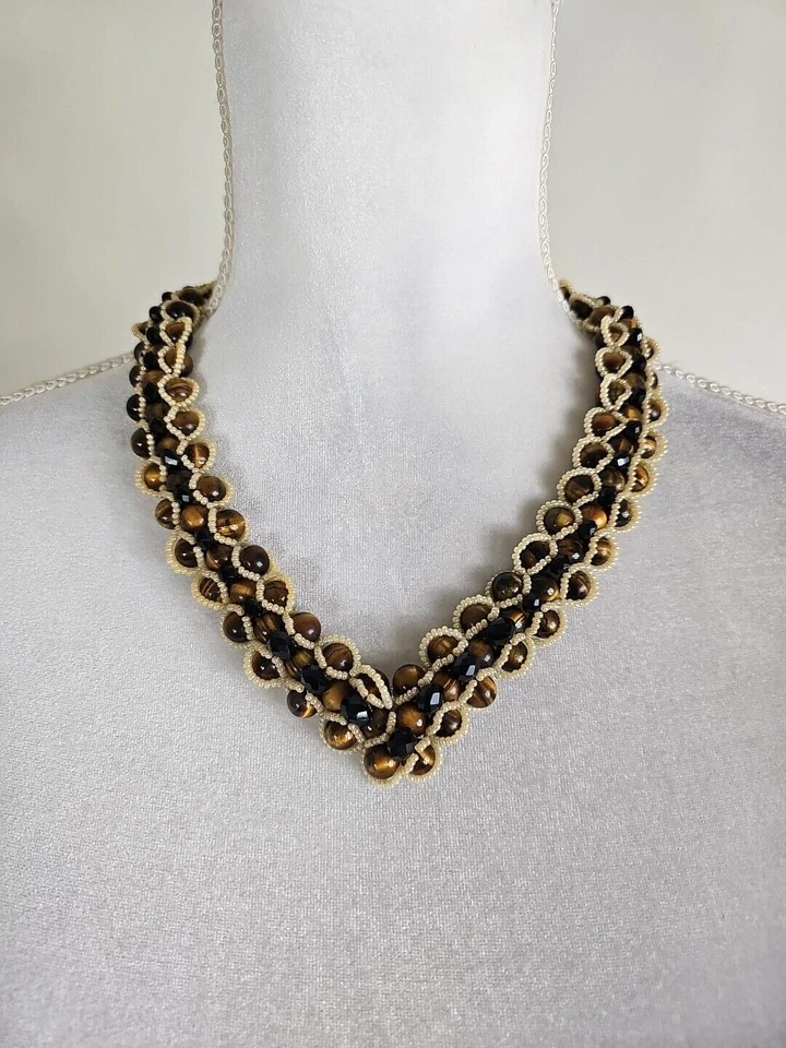 Conjunto de joyas collar y pulsera ojo de tigre hecho a medida bien hecho garganta Foto 3 de 4