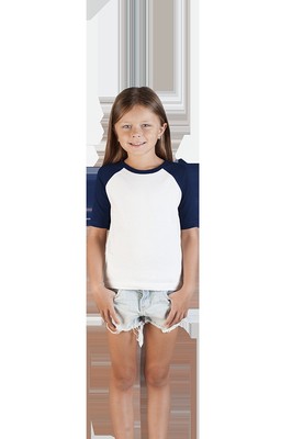 promodoro Kid's Raglan T-Shirt, weiß/navy, Größe: 152 