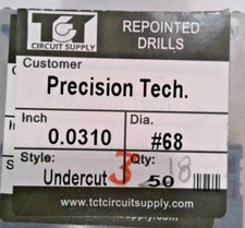 TCT REPOINTED DRILLS UNDERCUT 68 0.0310" DIA 0.433" FLUTE LOT OF 25 
