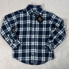 E.L.K. American Classics Flannel Plaid Button Down Shirt Boys Size 6 Blue/White