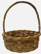 1960's Easter Basket Wicker Round Large 11" x 13" Vintage