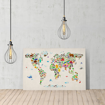 Decorative Canvas Print United Design World Map Wall Décor Ready To Hang