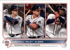 2022 Topps #181 NL RBI Leaders Adam Duvall / Austin Riley / Ozzie Albies