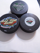 Minnesota Wild  (3) Puck Lot  1 Base---2004 All Star Game--2011 NHL Entry Draft