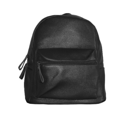 Backpack school women men eco leather black bag zipper Sarani