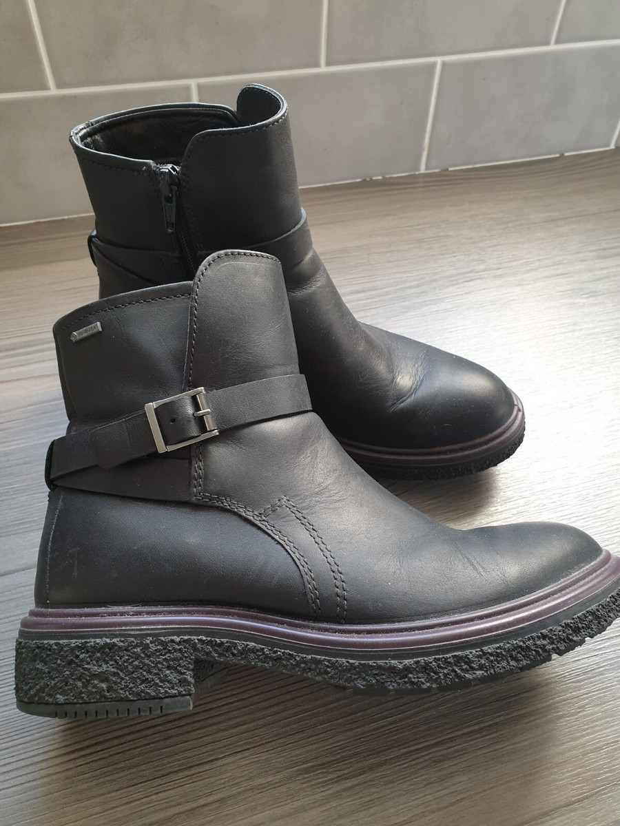 ECCO DARK NAVY LEATHER GORE-TEX BIKER STYLE BOOTS SIZE UK