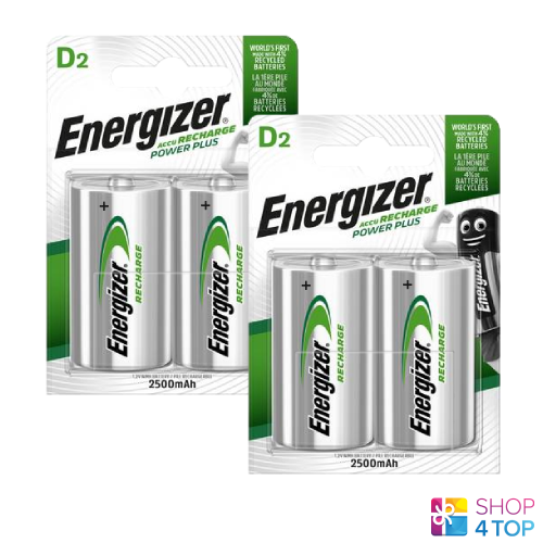 4 ENERGIZER RECHARGEABLE D HR20 BATTERIEN POWER PLUS NiMH 1.2V 2500mAh ...