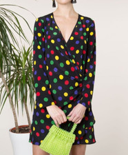 RIXO Abba Polka Dot silk mini Dress size M