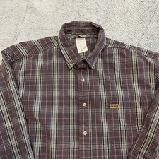 Vintage 90s Carhartt Plaid Shirt Mens XL Burgundy Long Sleeve Pockets USA Made