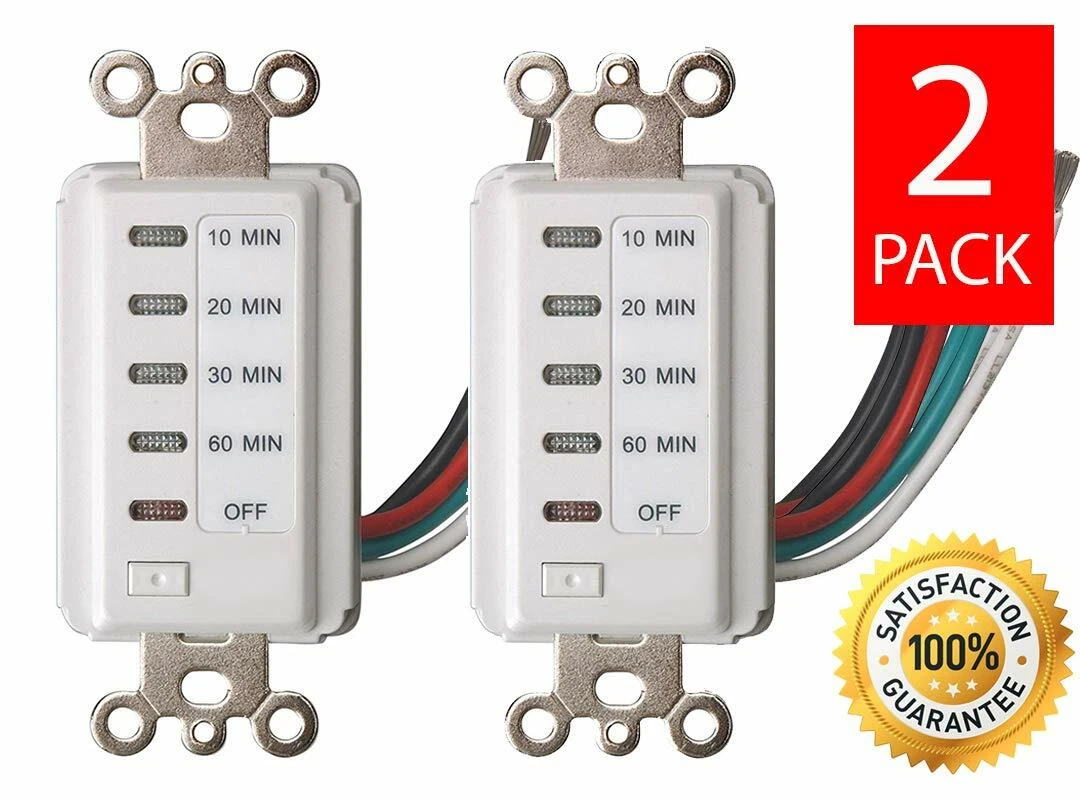 InWall Auto Power Shut Off Timer 10-20-30-60 Minute Preset Countdown Wall Switch