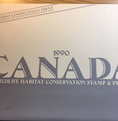 Michael Dumas,1990,Canada wildlife Habitat Stamp,638/9500, 2 Stamps .Mint Print.
