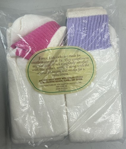 Vtg Socks 4 Pairs/ Colors Forest Lake Thermal Acrylic 80's 70's USA Sz 9-11 NOS - Picture 2 of 8