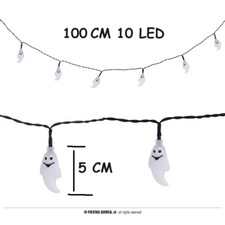 HALLOWEEN DECORO FILO DI LUCI LED FANTASMI E ZUCCHE 10 LED LIGHTS 100 CM