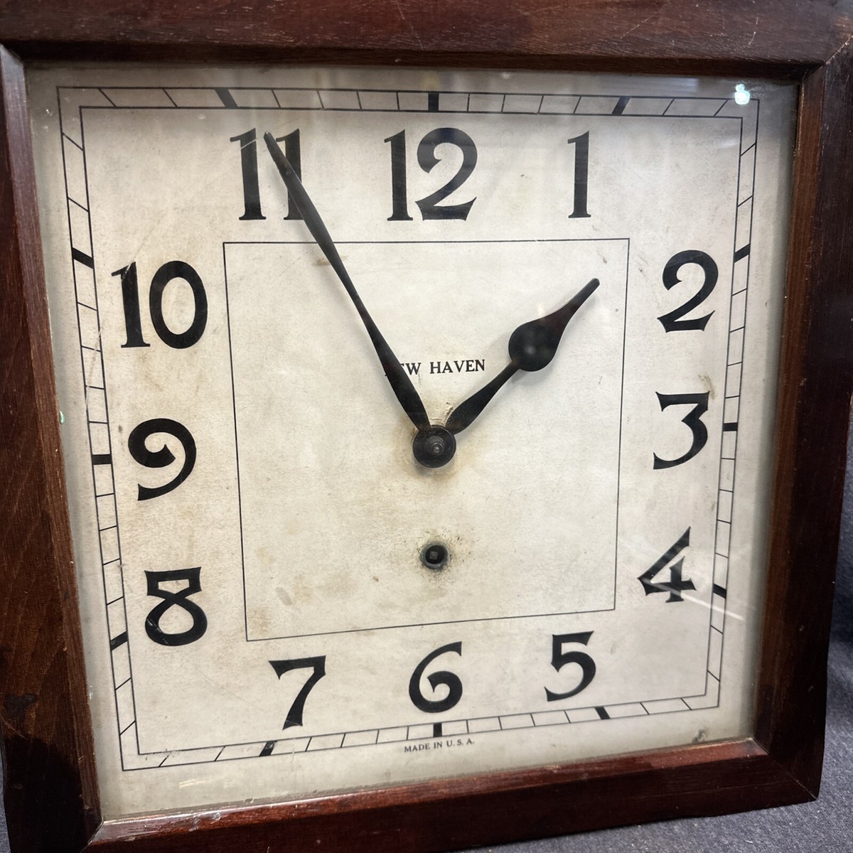 New Haven 1920's Balcony Clock Square Wood Gallery Works No Chime