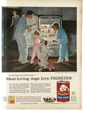 1956 Friskies Dog Food midnight refrigerator raid art Douglas Crockwell Print Ad