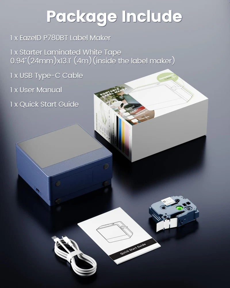 Bluetooth Rechargeable Label Maker Machine P780BT with Tape Bluetooth Rechargeable Label Maker Machine P780BT with Tape