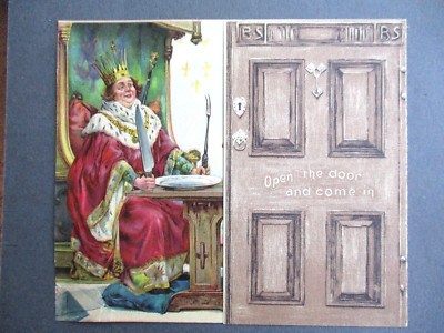 Werbung Sammelkarte BROOKE'S SOAP Monkey Brand Old King Cole & Monkey Door
