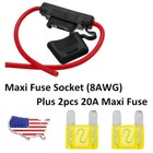 1 Pack Waterproof in-line Maxi Fuse Holder 8 AWG with 2pcs 20amp Fuse