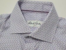 NWOT Robert Graham Mens 38/15 Floral Mens Button Up Spread Collar Dress Shirt