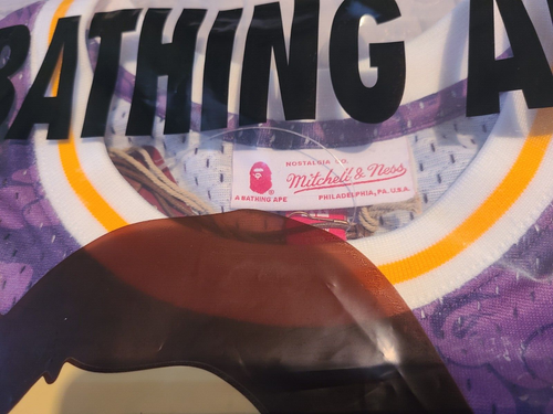 BAPE x Mitchell & Ness LA Lakers Swingman Jersey XL Purple A Bathing Ape FW19 - Picture 3 of 6