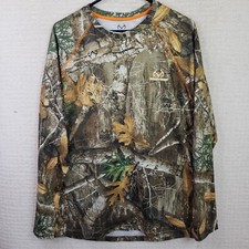 Realtree Edge Long Sleeve Crew Neck Pullover Men's L Camo Waffle Knit Shirt