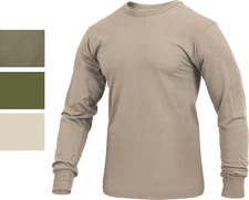 Mens Moisture Wicking Army Solid Long Sleeve Silky Soft T-Shirt
