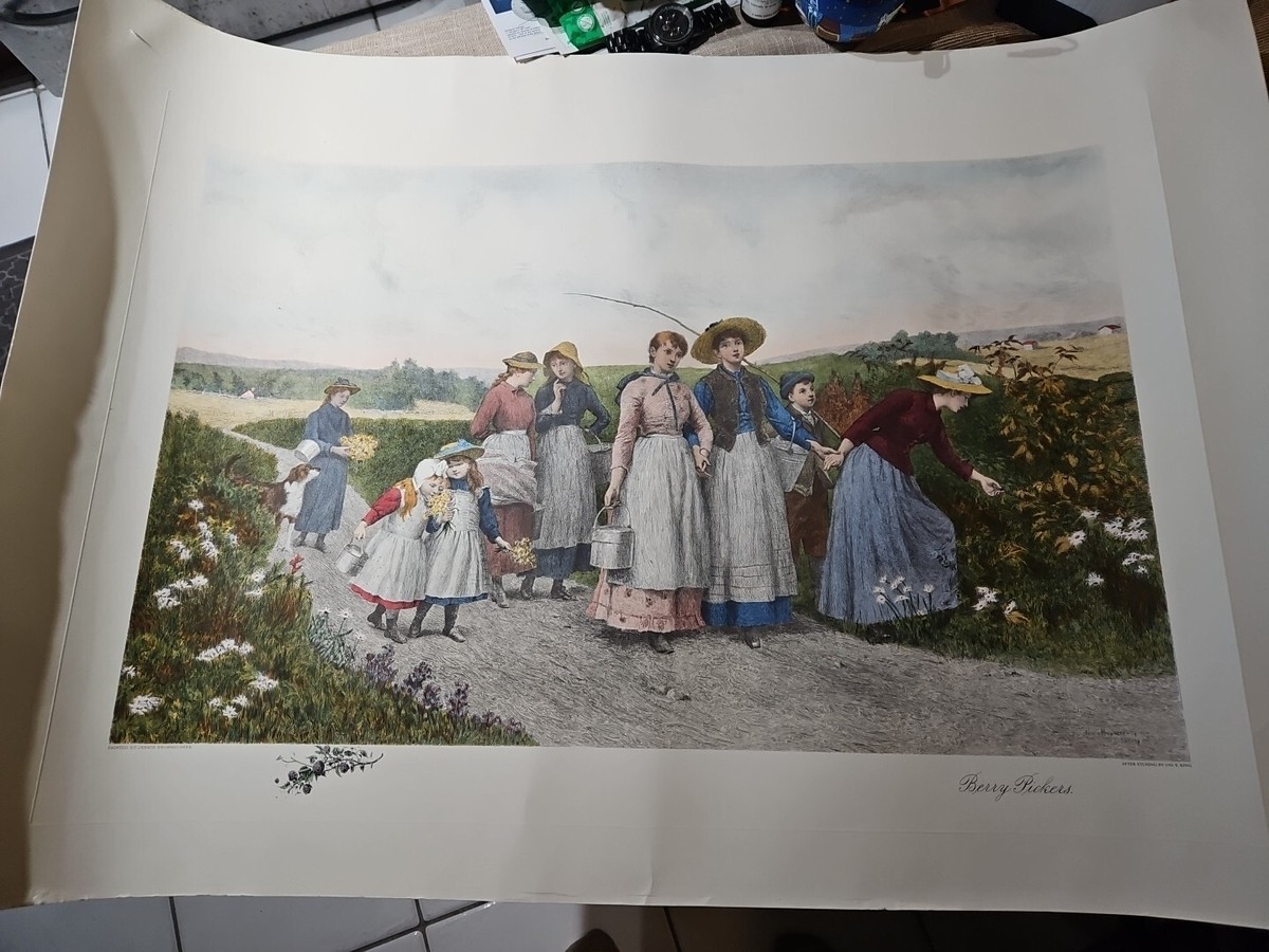 BERRY PICKERS Painted By Jennie Brownscombe After Etching By Jas
