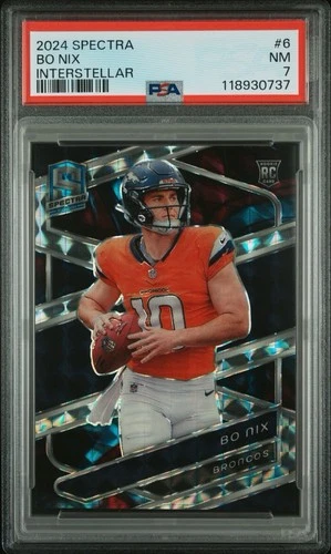2024 Panini Spectra Bo Nix #6 Interstellar Prizm /60 PSA 7 Rookie Broncos NFL