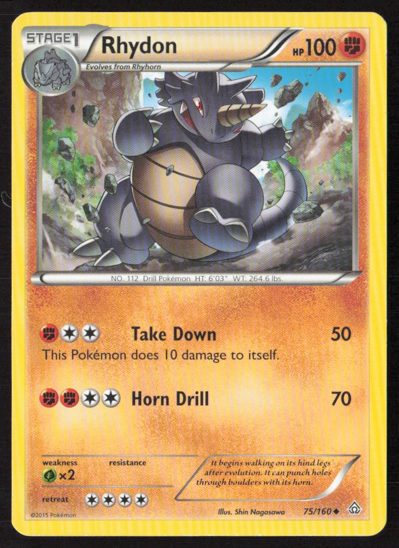 Rhydon 75/160 Uncommon Primal Clash Pokemon Lightly Played