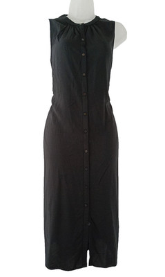 Old Navy Damen schwarzes ärmelloses Midikleid mit Knopfleiste Gr. S Small Viskose weich
