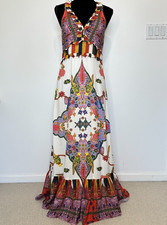 Cleobella Cross Back Maxi Dress Womens Sz M Tiered Floral Colorful Ruffle Resort