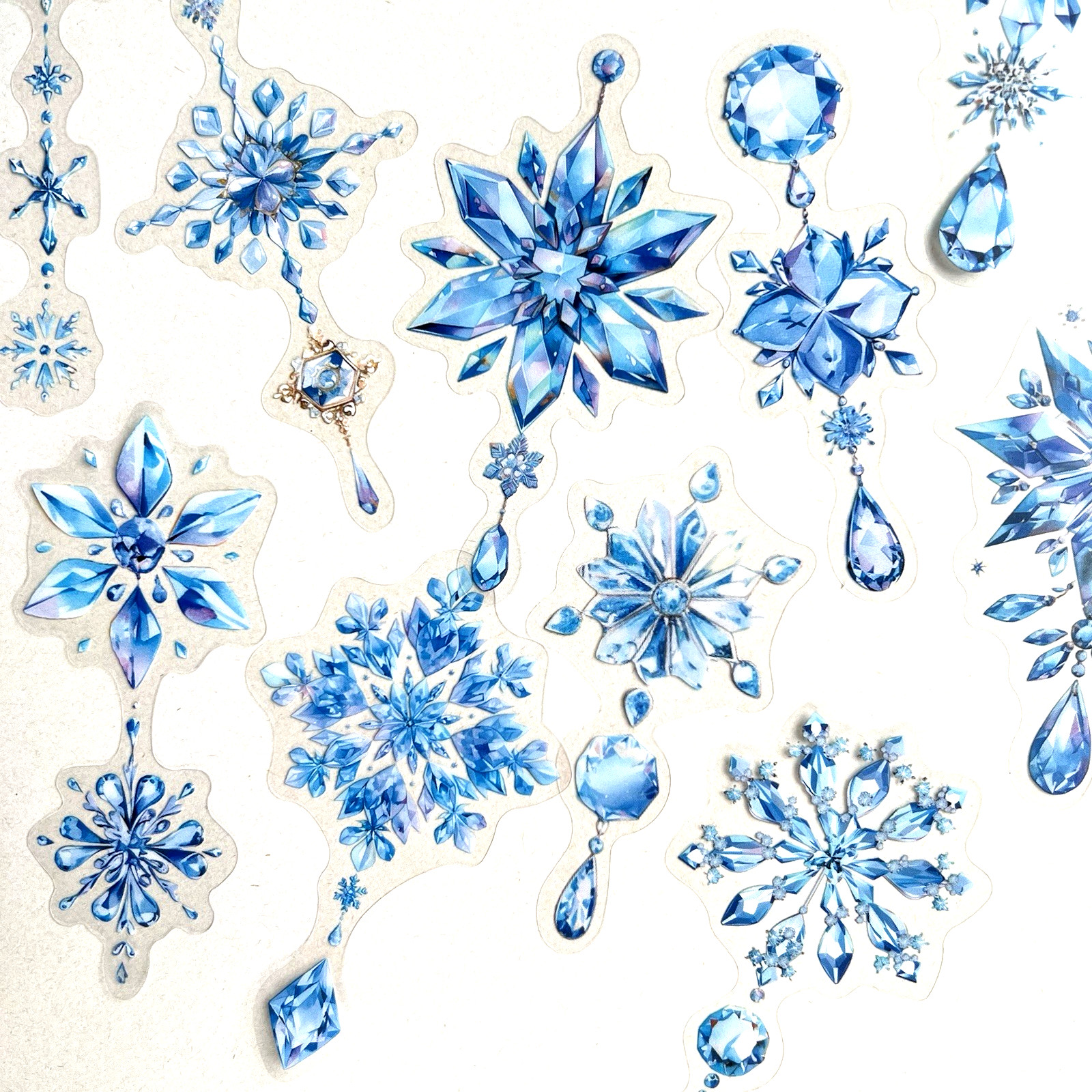 Blue Hanging Snowflake Stickers Junk Journal Collage Scrapbooking