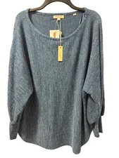 Max Studio Blue Textured Oversized Knit Sweater Top Sz 1X Top. NWT