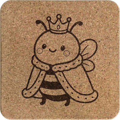 Quadratischer Korkuntersetzer/Topfständer ''Bienenkönigin'' (TR00031468)