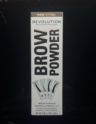 Revolution Eyebrow Stamp Kit Dark Brown Pressed Powder Defined Effect 0.02 oz