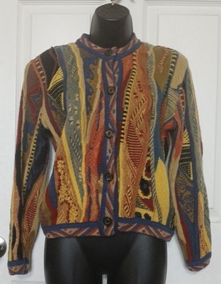 COOGI Multicolor Knit Button-Up Sweater Boho Casual Regular Size Women's Vintage