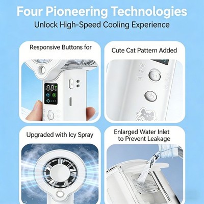 Modern Animal Pattern Portable Fan Type C Connection 100 Adjustable Flows